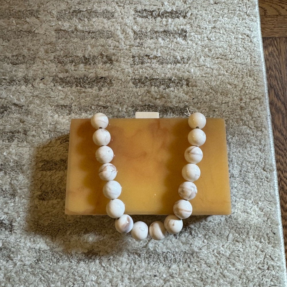 Acetate Structured Statement Bag with Beaded Strap